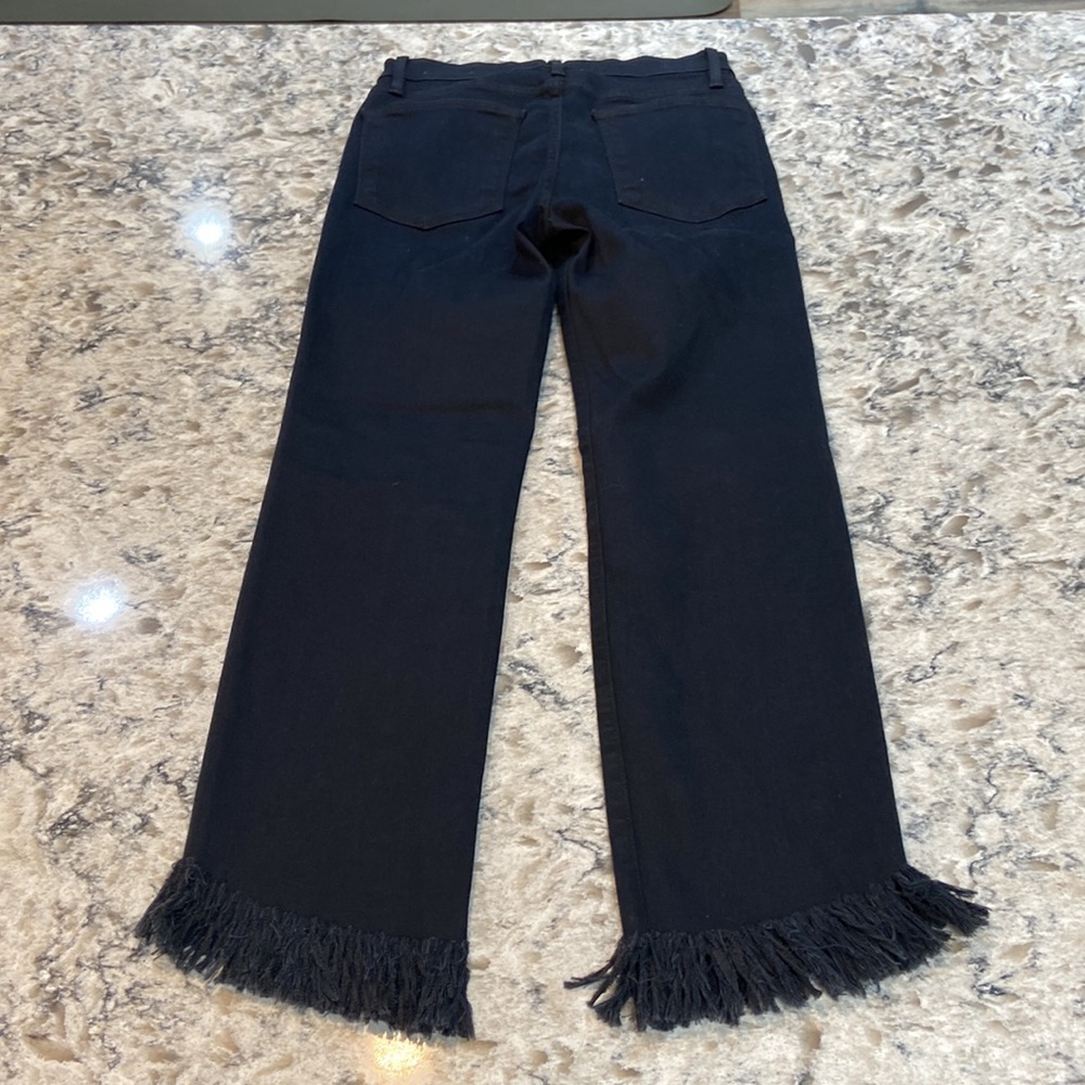 FRAME Le High Straight Crop Frayed Hem Jeans Dark Wash Size 26 - Picture 16 of 16